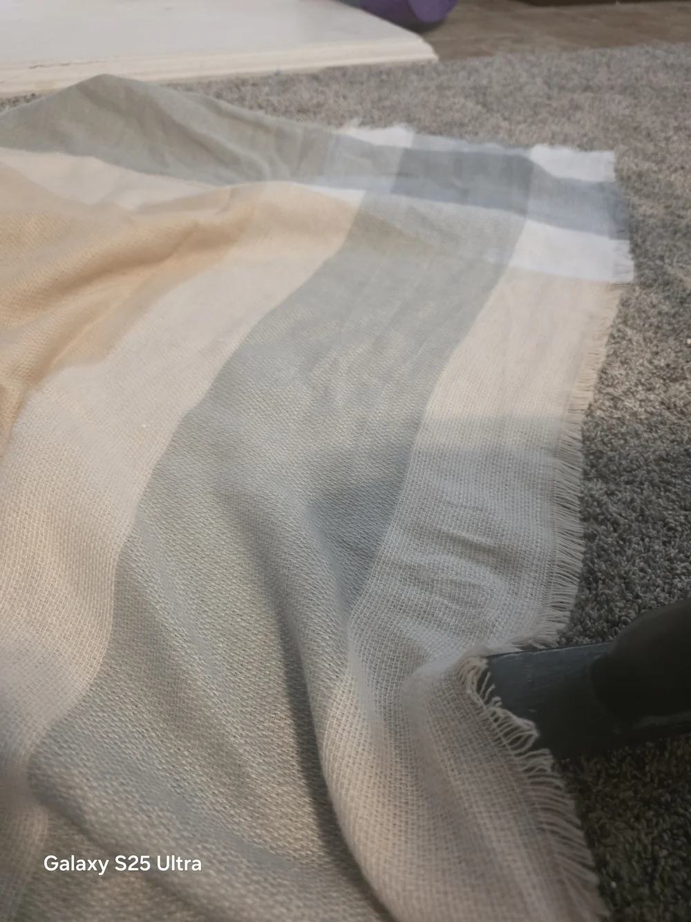Cozy Striped Cotton Throw Blanket - Beige, Gray & White